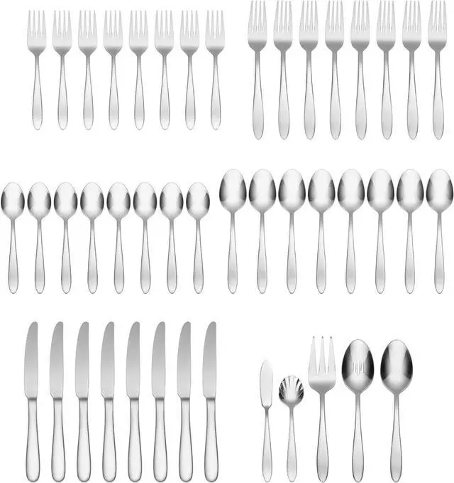 Alt view image 2 of 5 - Oneida Mooncrest Stainless Steel 45-Piece Flatware Set, Service for 8, Silver
