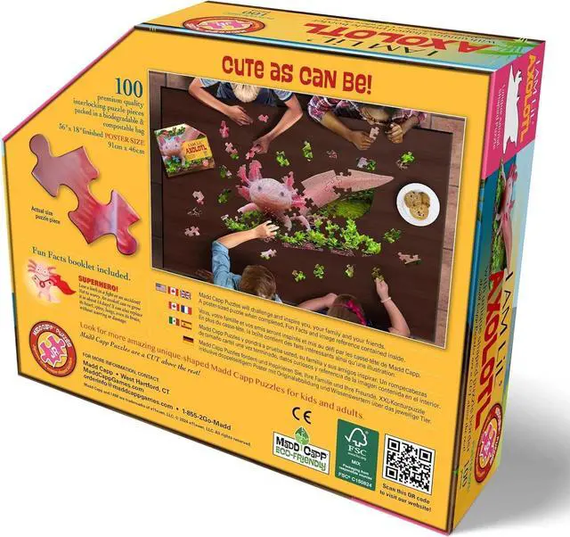 Alt view image 4 of 4 - Madd Capp I AM Lil' Axolotl Shaped Jigsaw Puzzle, 100 Pieces, Age 5+