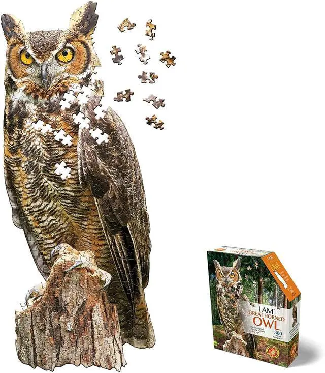 Alt view image 2 of 4 - Madd Capp I AM Great Horned OWL Unique Shaped Jigsaw Puzzle, 300 Pieces, Age 10+