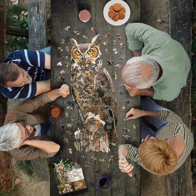 Alt view image 3 of 4 - Madd Capp I AM Great Horned OWL Unique Shaped Jigsaw Puzzle, 300 Pieces, Age 10+