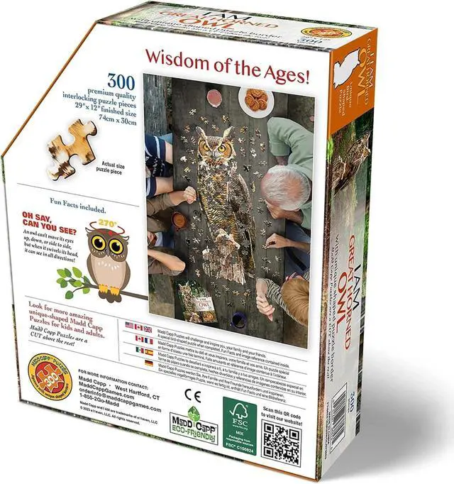 Alt view image 4 of 4 - Madd Capp I AM Great Horned OWL Unique Shaped Jigsaw Puzzle, 300 Pieces, Age 10+