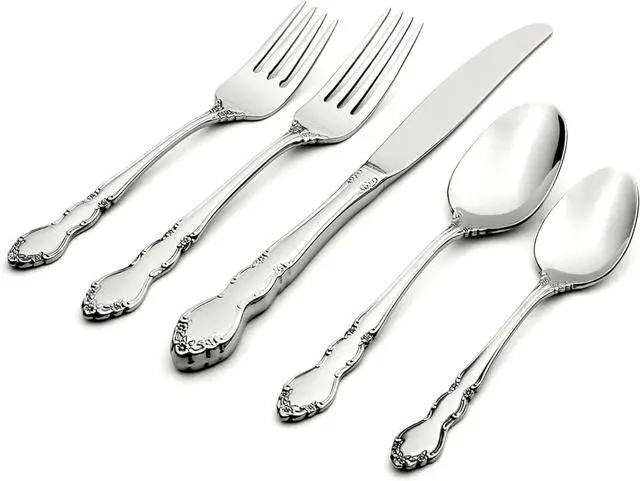 Main image of Oneida Dover 45 Piece Stainless Steel Fine Flatware Set, Service For 8, Silver