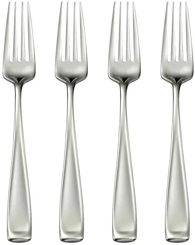 Oneida Moda Fine Flatware Stainless Steel Dinner Forks Set of 4, Metallic
