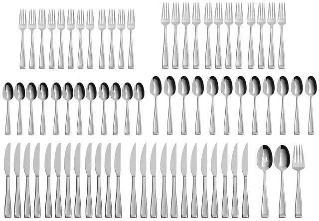 Alt view image 2 of 6 - Oneida 75-Piece Moda Stainless Steel Fine Flatware Set, Service for 12