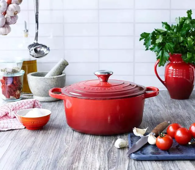 Alt view image 3 of 6 - Le Creuset 4.5 qt. Enameled Cast Iron Signature Round Dutch Oven, Cerise