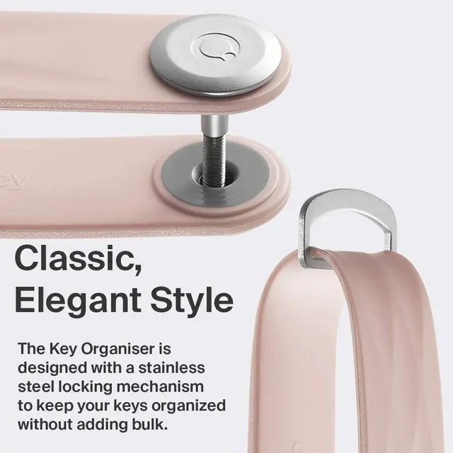Alt view image 6 of 7 - Orbitkey Slim Rubber Key Organizer, Weatherproof, SS, Carry 2-7 Keys, Dusty Pink