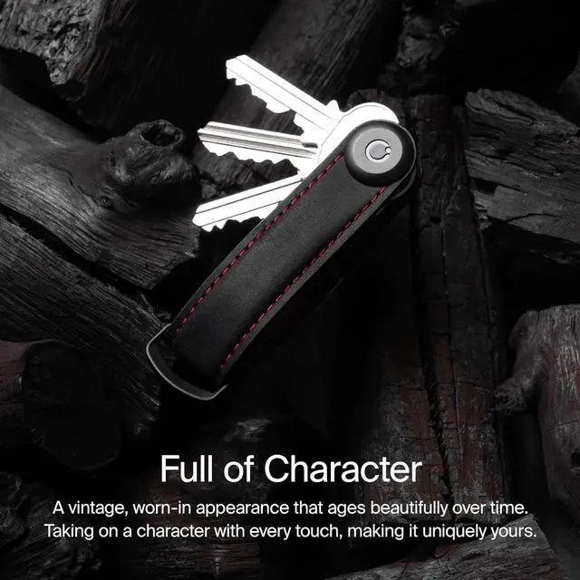 Alt view image 7 of 7 - Orbitkey Crazy Horse Leather Slim Secure Key Organizer,Carry 2-7 Keys, Oak Brown