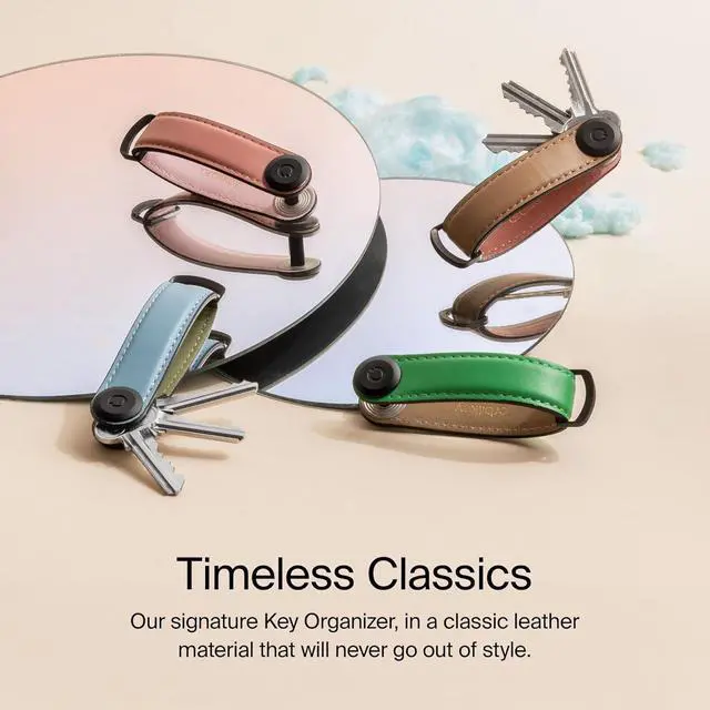 Alt view image 5 of 5 - Orbitkey Premium Leather Slim Key Organizer, Carry 2-7 Keys, Charcoal/Grey Stitching