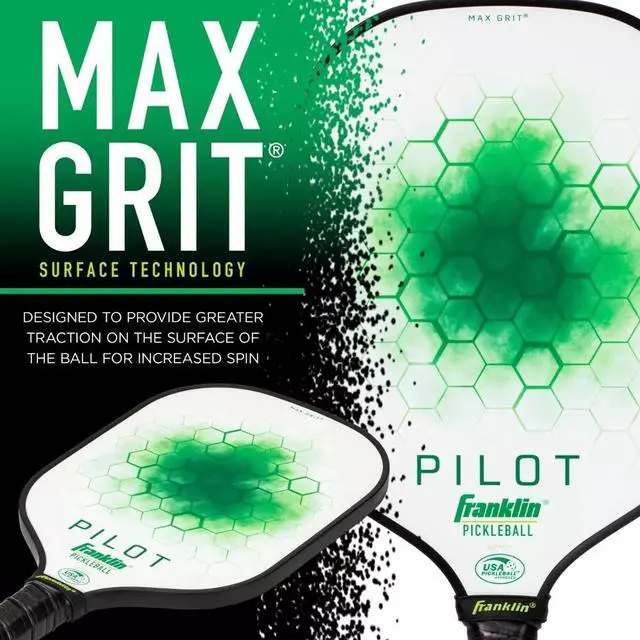 Alt view image 2 of 6 - Franklin Sports 10mm Pilot Series Lightweight Pickleball Paddle, Green