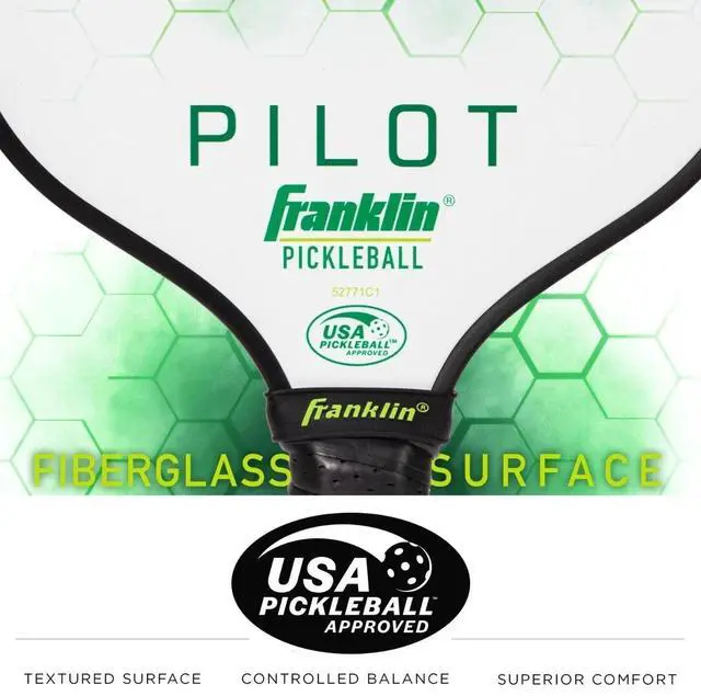 Alt view image 4 of 6 - Franklin Sports 10mm Pilot Series Lightweight Pickleball Paddle, Green