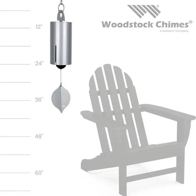 Alt view image 5 of 5 - Woodstock Chimes 40-inch Large Aluminum Heroic Windbell for Outside, Harbor Gray