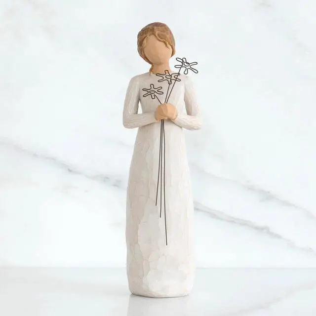 Main image of Willow Tree Grateful, Holding three wire flowers - Sculpted Hand-Painted Figure