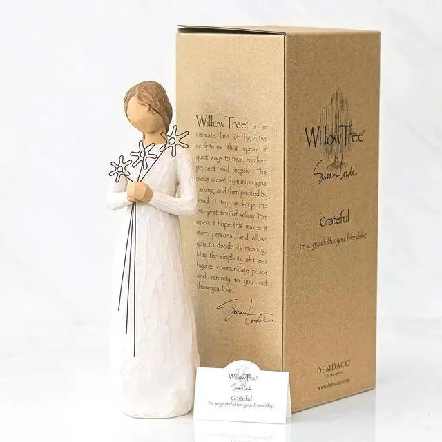 Alt view image 3 of 4 - Willow Tree Grateful, Holding three wire flowers - Sculpted Hand-Painted Figure
