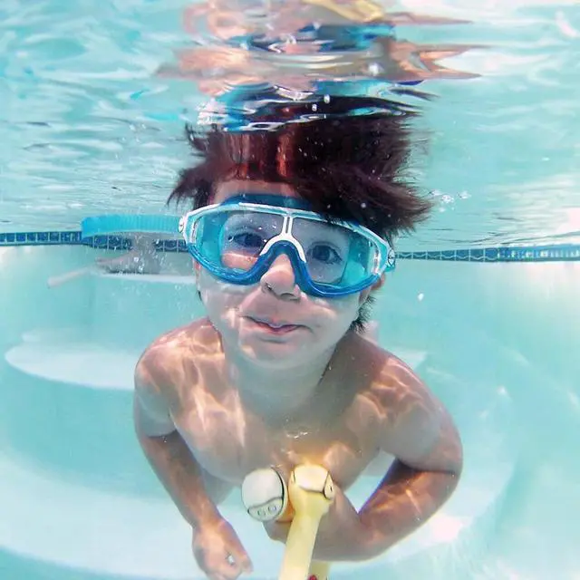 Alt view image 4 of 5 - Cressi Kids Lightweight Baloo Swimming Goggles, Age 2-7 years, Blue/White