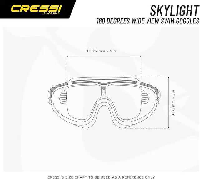Alt view image 4 of 4 - Cressi Adult Wide View Anti-UV Skylight Swimming Goggles, Clear/Black/Grey