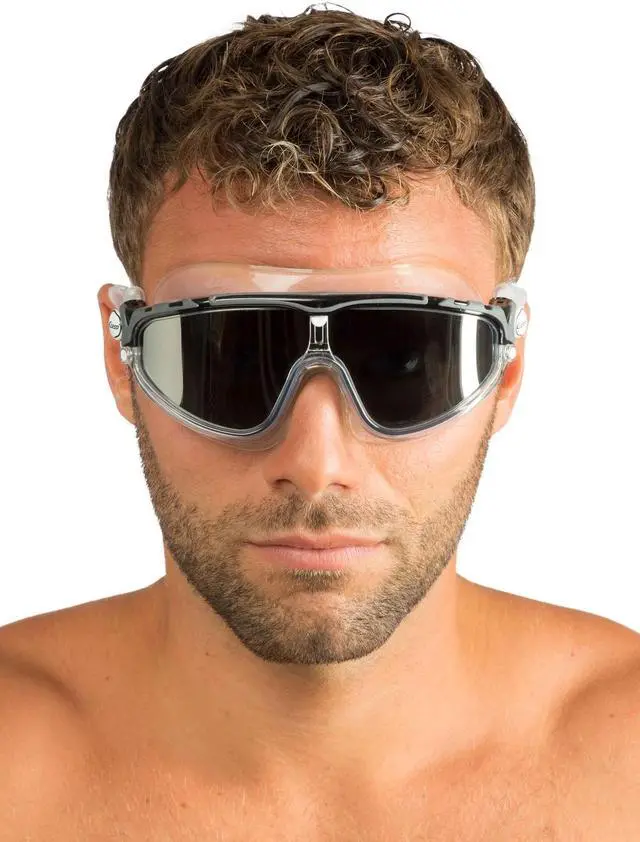 Alt view image 2 of 4 - Cressi Adult Wide View Anti-UV Skylight Swimming Goggles, Clear/Black/Grey