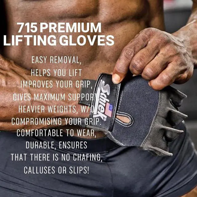 Alt view image 5 of 7 - Schiek Sports 715 Premium Lifting Gloves, Exercise Equipment, Black, Size Large