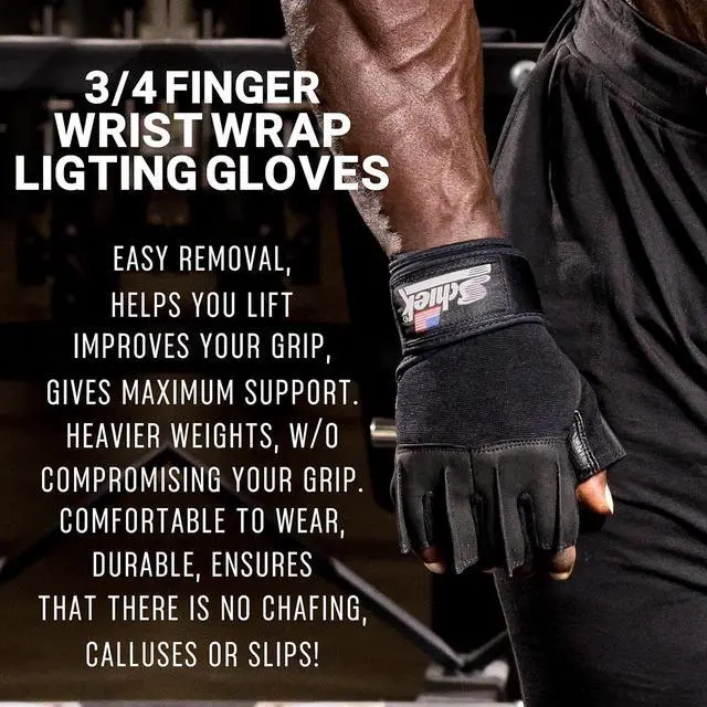 Alt view image 4 of 6 - Schiek 540 Unisex Platinum Lifting Gloves with Wrist Wraps, Black, Small