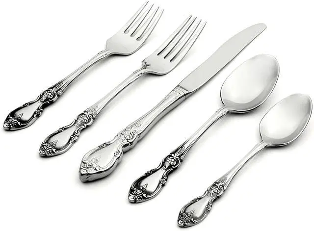 Alt view image 2 of 6 - Oneida 20 Pcs Fine Louisiana Stainless Steel Flatware, Set Service for 4, Silver