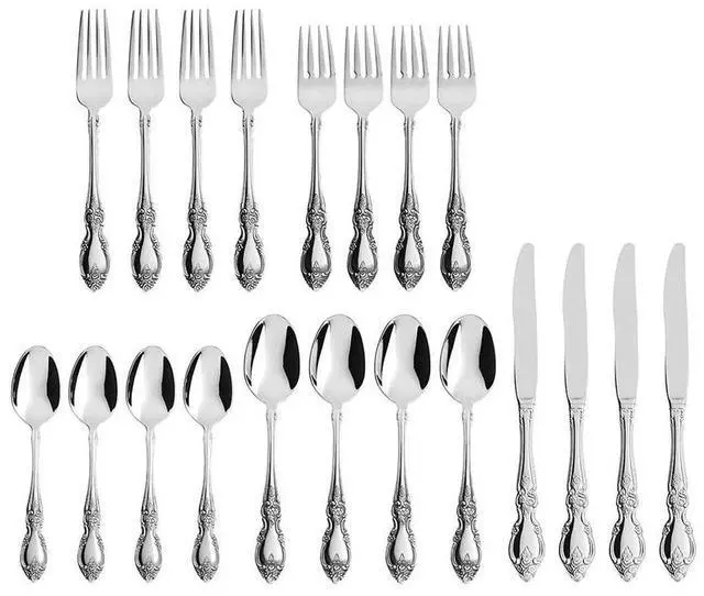 Alt view image 3 of 6 - Oneida 20 Pcs Fine Louisiana Stainless Steel Flatware, Set Service for 4, Silver