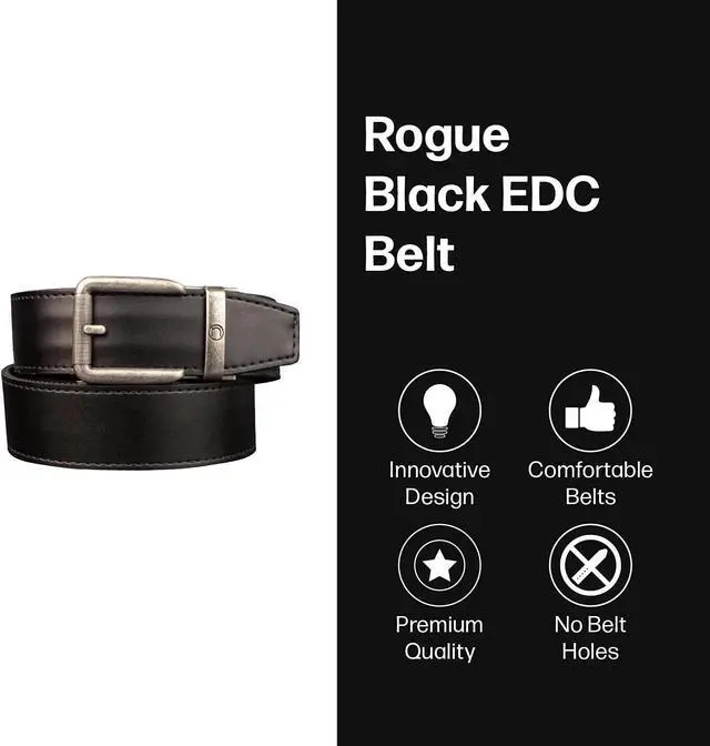 Alt view image 3 of 7 - Nexbelt Tactical Ratchet EDC Rogue 1.5-Inch Leather Strap Gun Belt, Black