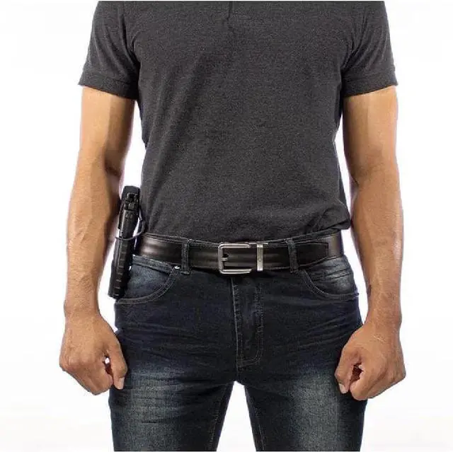 Alt view image 2 of 7 - Nexbelt Tactical Ratchet EDC Rogue 1.5-Inch Leather Strap Gun Belt, Black