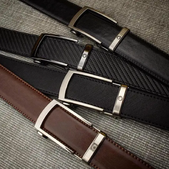 Alt view image 3 of 6 - Nexbelt Men's EDC Bond Carbon Black Leather Strap Ratchet Gun Belt, One Size