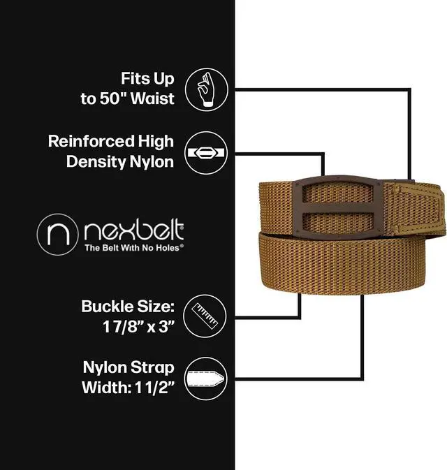 Alt view image 4 of 5 - Nexbelt Tactical Ratchet EDC Titan Gun Belt - Cut to Fit Gun Belt for Men - PreciseFit Nylon Reinforced Belt with 1 1/2" Width Strap - Tan