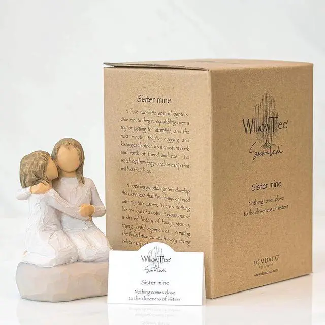 Alt view image 4 of 4 - Willow Tree Sister Mine, Kneeling Next to Each Other on a Pad - Resin Figure