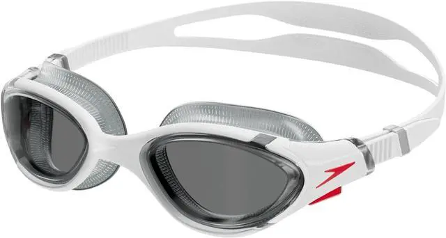 Main image of Speedo Unisex-Adult Biofuse 2.0 Swim Goggle, White/Red/Light Smoke