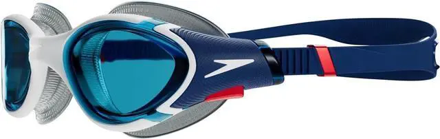 Alt view image 2 of 3 - Speedo Unisex-Adult Biofuse 2.0 Swim Goggle, Ammonite Blue/White/Red/Blue