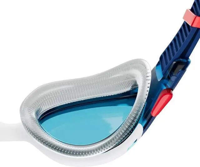 Alt view image 3 of 3 - Speedo Unisex-Adult Biofuse 2.0 Swim Goggle, Ammonite Blue/White/Red/Blue