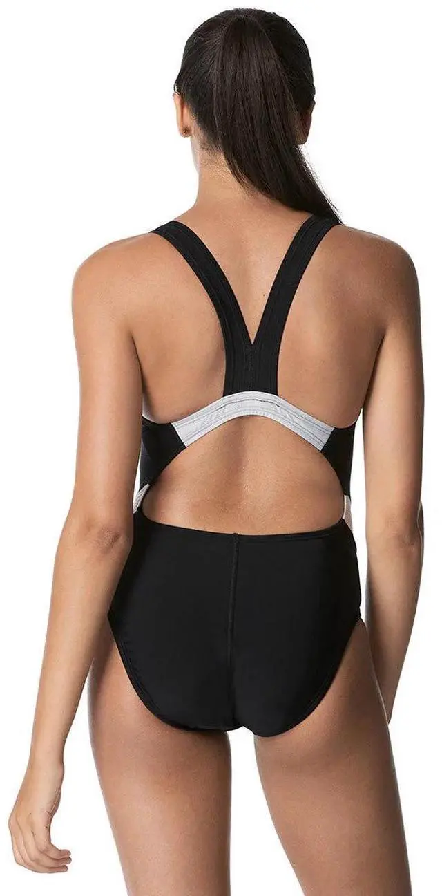 Alt view image 4 of 7 - Speedo Women's Swimsuit Creora Highclo Quantum Splice - Fusion Black, Size 12