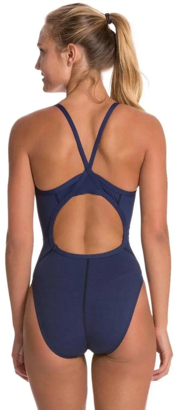 Alt view image 3 of 4 - Speedo Women's Solid Flyback Training Swimsuit, Team Navy, Size D34