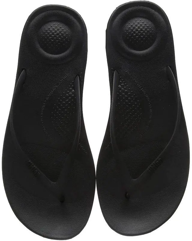 Alt view image 5 of 5 - FitFlop Iqushion Ergonomic Gold Women's Flip Flop, All Black, Size 10