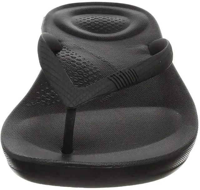 Alt view image 3 of 5 - FitFlop Iqushion Ergonomic Gold Women's Flip Flop, All Black, Size 10