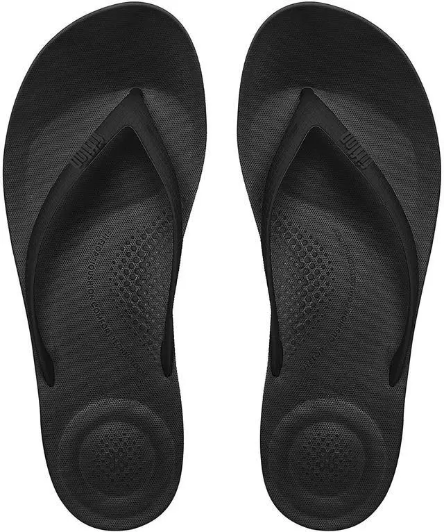 Alt view image 2 of 5 - FitFlop Iqushion Ergonomic Gold Women's Flip Flop, All Black, Size 10