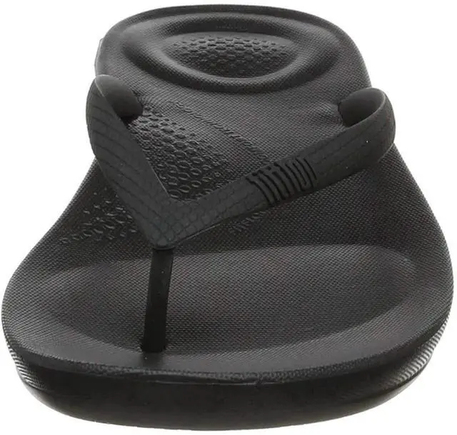 Alt view image 3 of 5 - FitFlop Iqushion Ergonomic Gold Women's Flip Flop, All Black, Size 8
