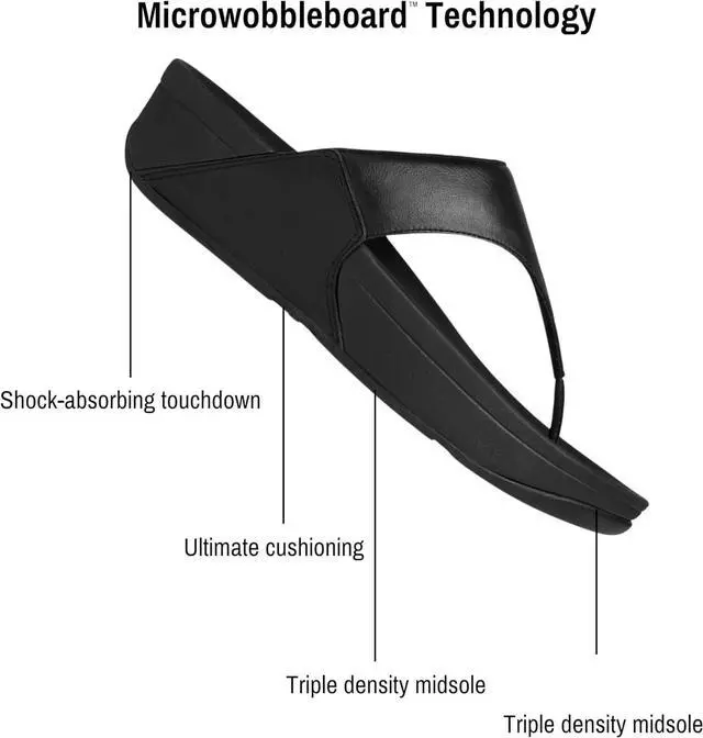 Alt view image 3 of 7 - FitFlop Women's Comfortable Lulu Leather Toe-Post Regular Sandals - Black, Size 5