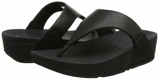 Alt view image 2 of 7 - FitFlop Women's Comfortable Lulu Leather Toe-Post Regular Sandals - Black, Size 7