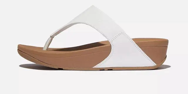 Main image of FitFlop Women's Lulu Leather Toe-Post Regular Sandals, White, Size 7