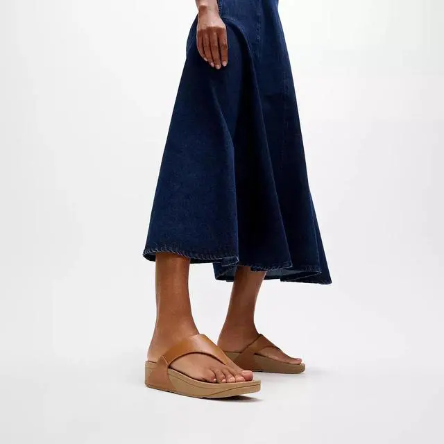 Alt view image 4 of 6 - FitFlop Women's Lulu Leather Toe-Post Regular Sandal, Light Tan, Size 10