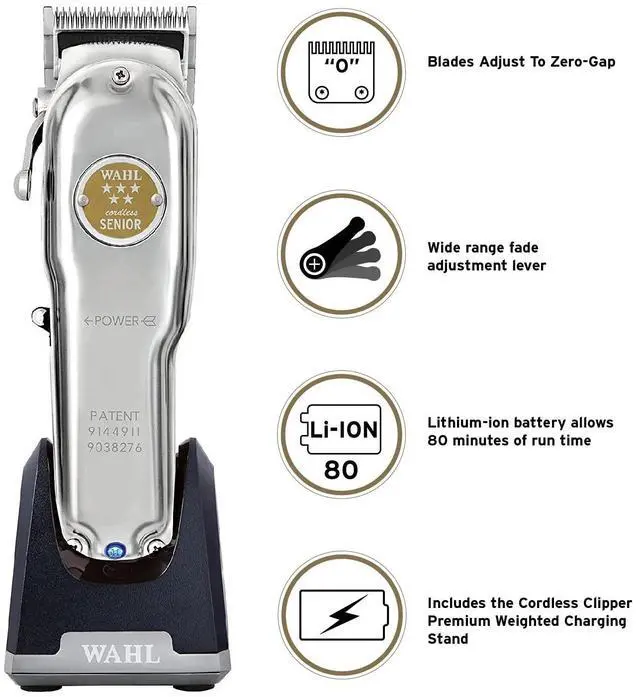 Alt view image 3 of 6 - Wahl Professional 3000112 Metal Edition Cordless Senior Clipper, Silver