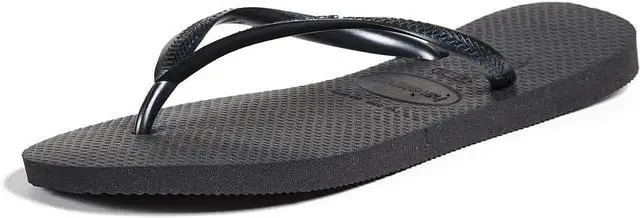 Alt view image 5 of 5 - Havaianas Unisex Comfortable Slim Rubber Flip Flop, Black, Size 40/41