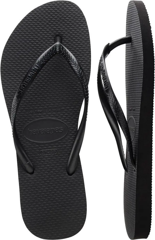 Alt view image 4 of 5 - Havaianas Unisex Comfortable Slim Flip Flop, Black, Size 35/36