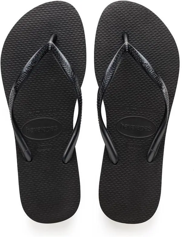Alt view image 2 of 5 - Havaianas Unisex Comfortable Slim Flip Flop, Black, Size 35/36