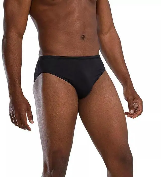 Alt view image 3 of 4 - TYR Mens Durafast Elite Racer Brief Comfortable Swimsuit - Black, Size 28