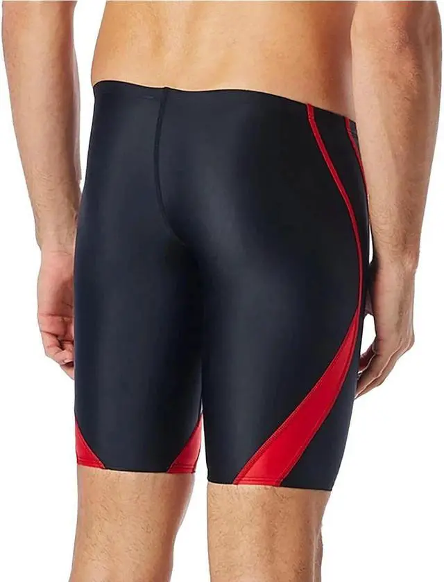 Alt view image 3 of 3 - TYR Mens Alliance Splice Jammer Swimsuit, Black/Red, Size 30