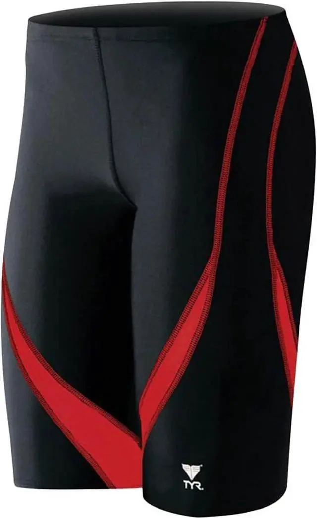 Main image of TYR Mens Alliance Splice Jammer Swimsuit, Black/Red, Size 38