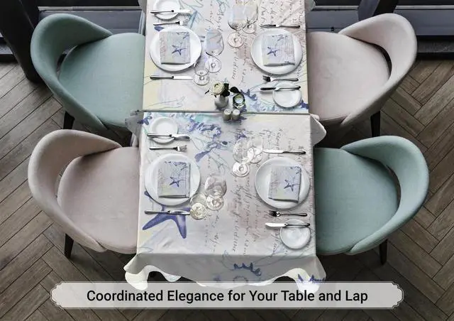 Alt view image 6 of 7 - Elrene Home Fashions SeaBiscuit Waterproof, Spill Proof, Tablecloth, 4 pcs Napkin 17" x 17"